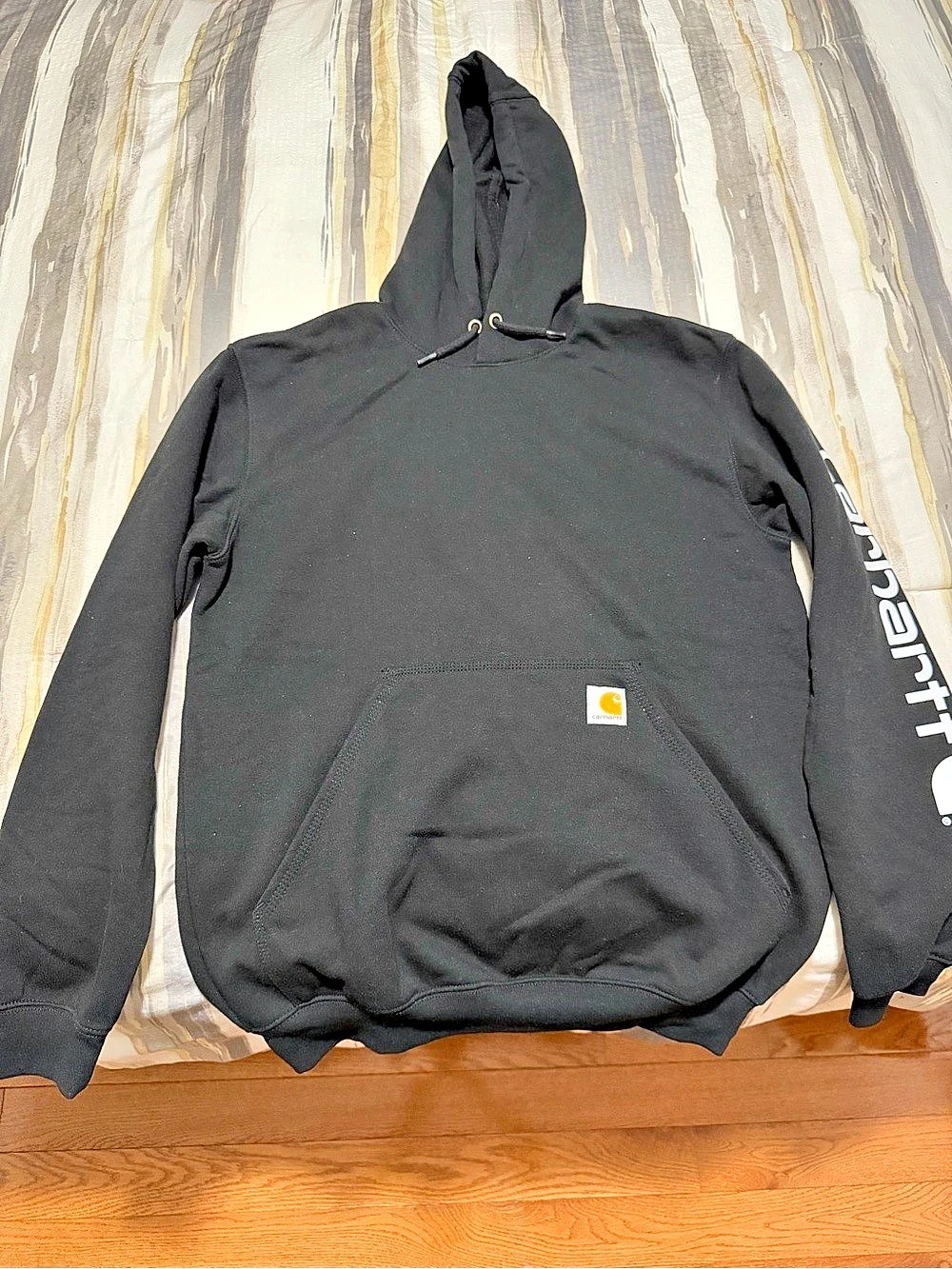 Carhartt Loose Fit Midweight Logo Sleeve Graphic Hoodie Black Small- unisex
